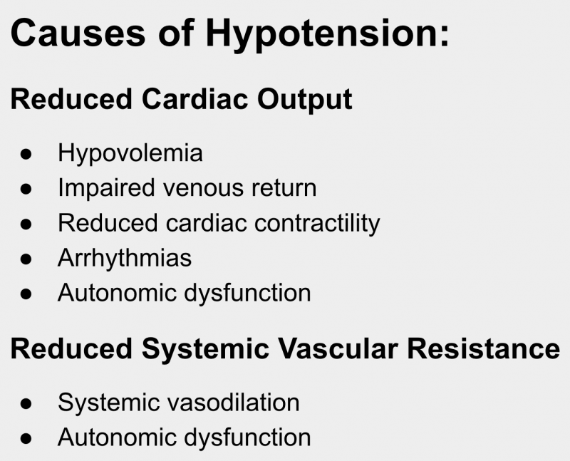 Hypotension causes