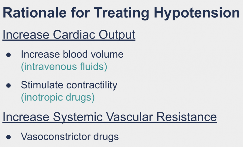 Hypotension treatment rationale