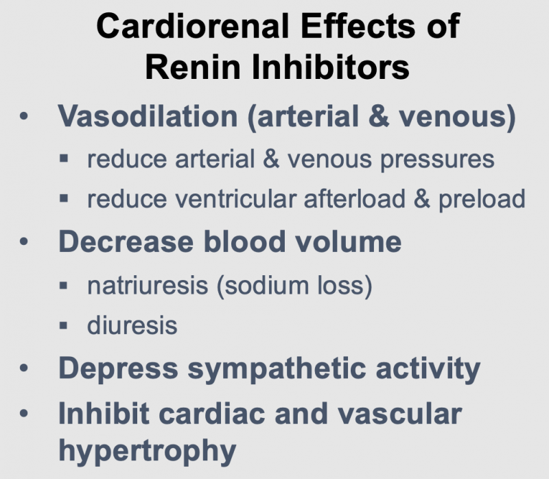 Renin inhibitor effects